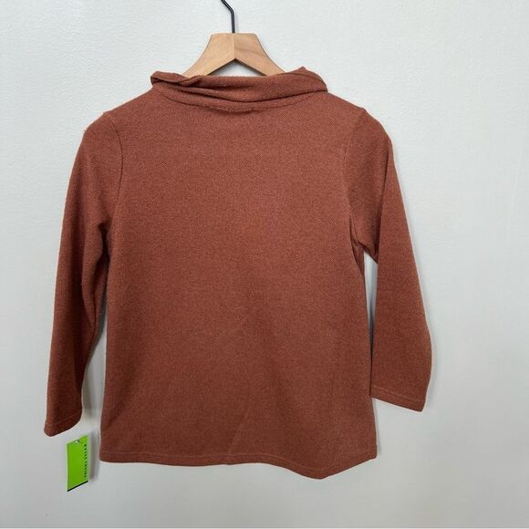 Trisha Tyler NWT Rust Orange Brown Cowl Neck Sweater Petite Small - Picture 5 of 11
